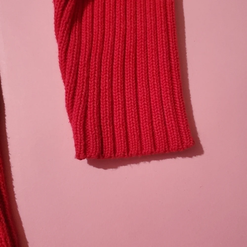 🍎 Lands End Red Knit Sweater Heavy - Picture 2 of 6